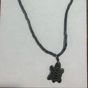 Brand New 16” Hematite Necklace w/ Turtle Pendant